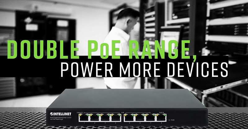 以太联-Intellinet的561679 PoE交换机 PoE 穿透功能的 8 埠 Gigabit PoE+ 交換器